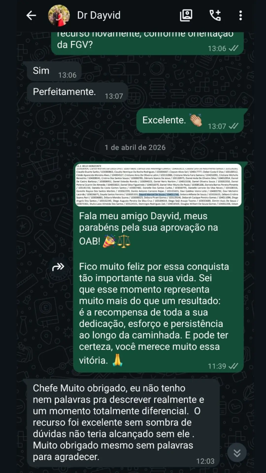 Aprovação 2ª Fase OAB - Dr. Dayvid